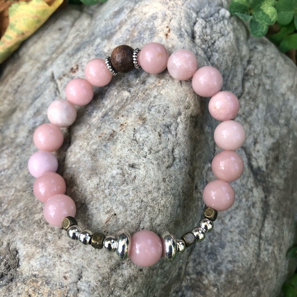Pink Opal Stretch Bracelet, Brand NEW! Genuine Gemstones, Gift of Love, Handmade - Picture 2 of 4